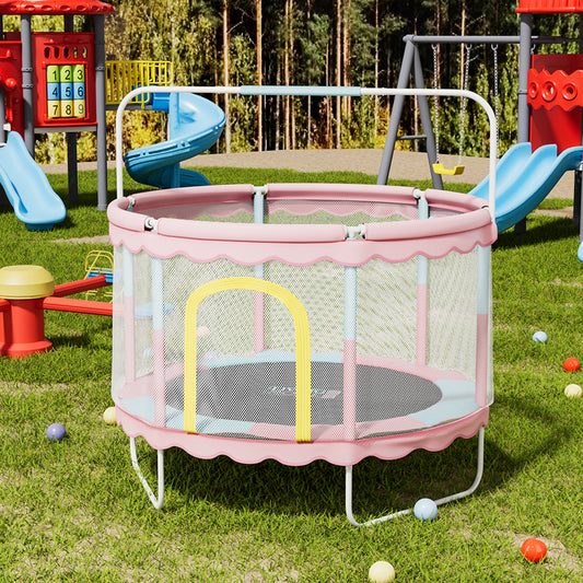 130CM Height Outdoor Kids Trampoline with Balance Bar and Safety Net