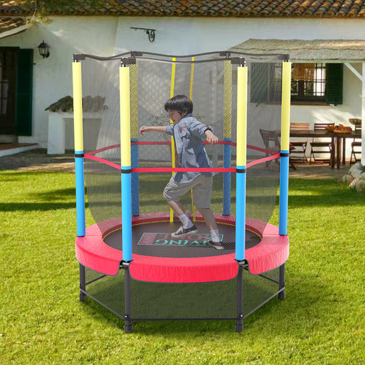 Red Outdoor Kids Trampoline with Safety Net