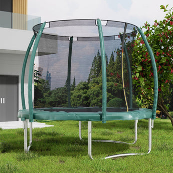 6FT/8FT/10FT/12FT/14FT Outdoor Enclosure Trampoline with Ladder in Green Living and Home 