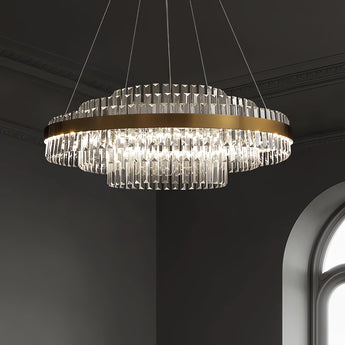 Lightsin Brass Ring Multi-Tiered Crystal LED Pendant Light Lightsin 