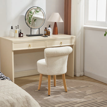 High Backrest Teddy Fleece Dressing Table Stool