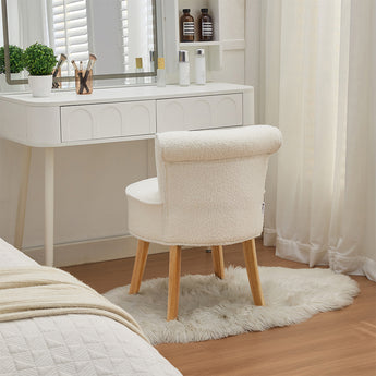 White Teddy Fleece Upholstered Dressing Table Stool