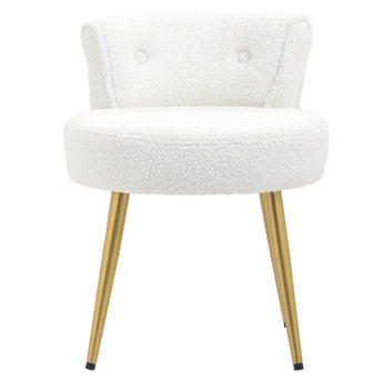 Teddy Fleece Dressing Table Stool with Gold Legs