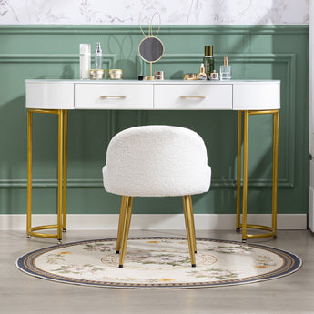 Teddy Fleece Dressing Table Stool with Iron Legs