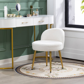 Teddy Fleece Dressing Table Stool with Iron Legs