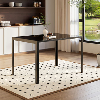 Rectangular Tempered Glass Dining Table for Kitchen Dining Room