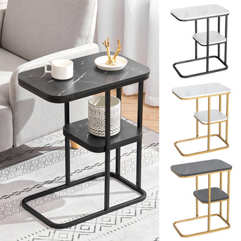 Stylish Side Table End Table with Black Stone Pattern