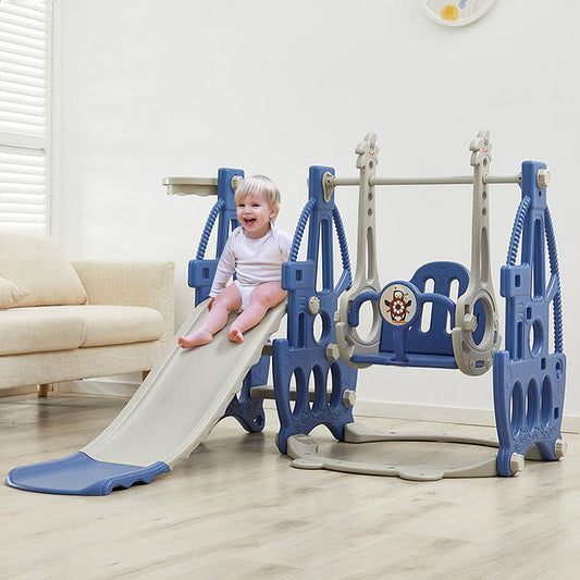 3 in 1 Kids Toddler Swing and Slide Set with Basketball Hoop