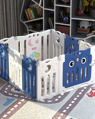 Kids Safety Play Yard Blue Foldable Home Activity Center Play Yard Living and Home 10 Panels Blue 
