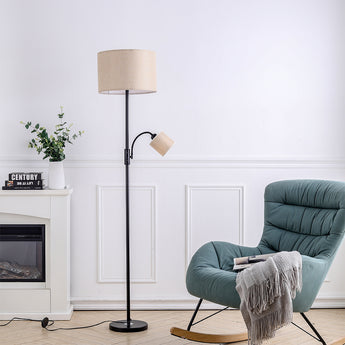 2-Light Floor Standing Lamp with Adjustable Head Black