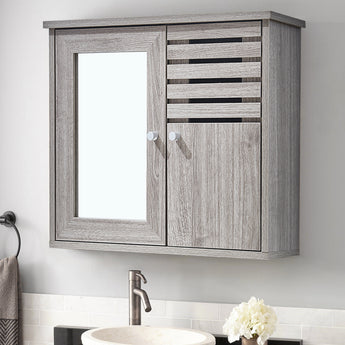 60cm W Wooden Bathroom Mirror Wall Cabinet