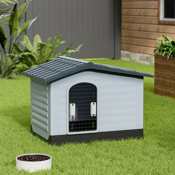 91cm W Durable Waterproof Weatherproof Plastic Dog House Dog Kennel With Lockable Door Easy to Assemble