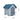 Blue and white plastic dog house, 75 x 59 x 66 cm dimensions
