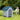 Blue and white plastic outdoor dog house with arched entrance