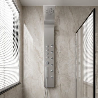 4 in 1 Contemporary Wall-Mounted Sleek Shower Panel with Body Massage Jets