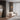 Vintage arched floor lamp with woven bamboo lampshade and marble base