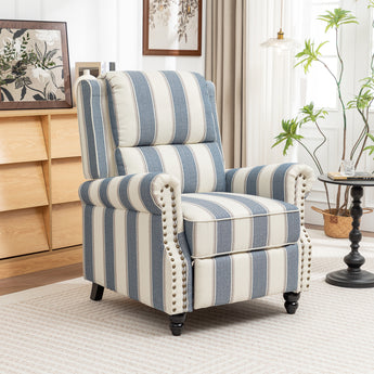 Modern Linen Upholstered Recliner Armchair with Adjustable Backrest & Hidden Footrest