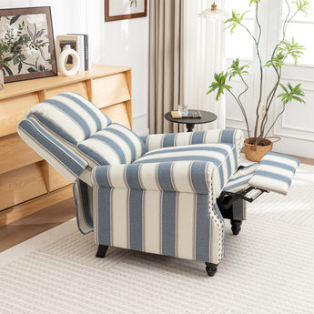 Modern Linen Upholstered Recliner Armchair with Adjustable Backrest & Hidden Footrest