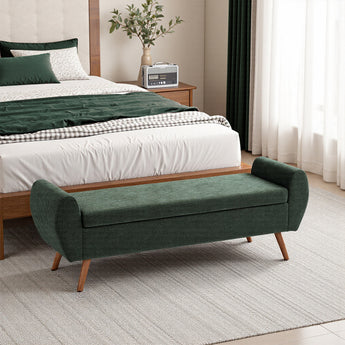 Chenille Upholstered Multifunctional Entryway Bedroom Storage Bench
