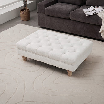 Square Teddy Fleece Upholstered Footstool