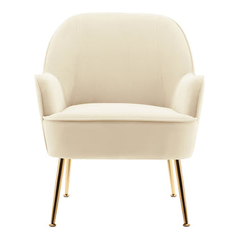 Contemporary Upholstered Comfy Armchair with Gold-Plated Feet