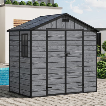 4x8FT Apex Roof Garden PP Tool Shed Outdoor Patio Storage House