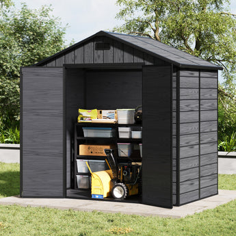 4x8FT Apex Roof Garden PP Tool Shed Outdoor Patio Storage House