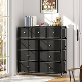 Black 3.3-foot 9-drawer plastic storage cabinet