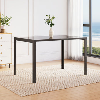 120x 80cm Modern Black Rectangular Tempered Glass Dining Table