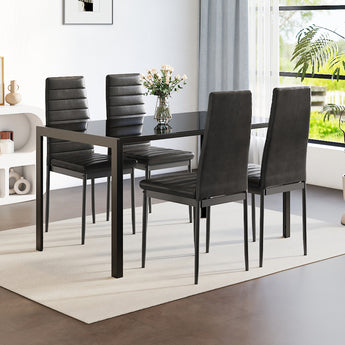 Rectangular Simplicity Metal Legs Modern Glass Dining Table