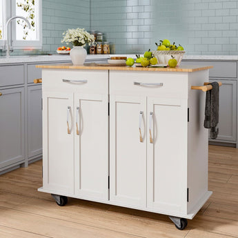 3ft Wooden Large Catering Trolley Cart Kitchen Cabinet with Drawer Kitchen Trolleys Living and Home 