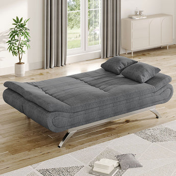 Linen Upholstered Convertible Sofa Bed with 2 Cushions