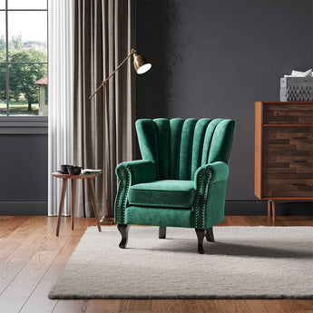 Velvet Channel Occasional Armchair Sofa Chair