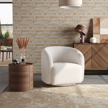 Boucle Upholstered Swivel Tub Chair