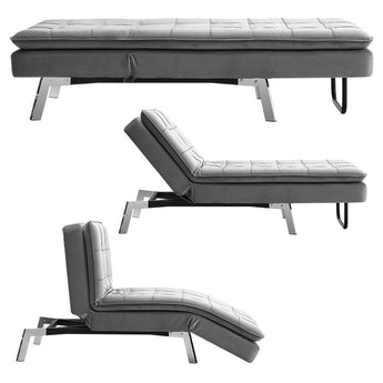 Grey Linen Upholstered Chaise Lounge