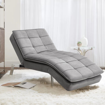 Grey Linen Upholstered Chaise Lounge