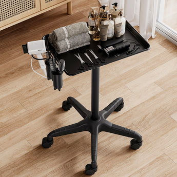 Adjustable salon trolley on wheels Black