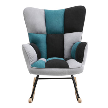 Modern Upholstered Nursery Rocking Chair Lounge chair Recliner Chair with High Backrest