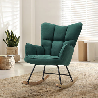 Modern Upholstered Nursery Rocking Chair Lounge chair Recliner Chair with High Backrest