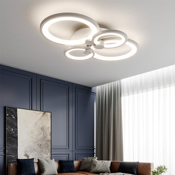 4/6/8 Lights Circular LED Light-Adjustable Semi Flush Mount Ceiling Light with Remote