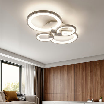 4/6/8 Lights Circular LED Light-Adjustable Semi Flush Mount Ceiling Light with Remote