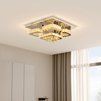 Crystal LED Flush Mount Ceiling Light with Remote Control