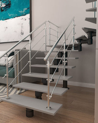 240cm Floor Mount Stainless Steel Handrail for Slopes and Stairs Handrails Living and Home 3 cross bar 