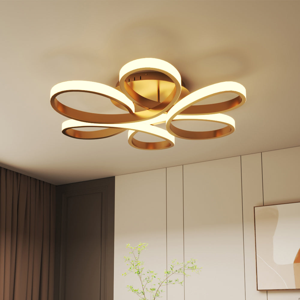 Golden Acrylic LED Semi Flush Mount Ceiling Light