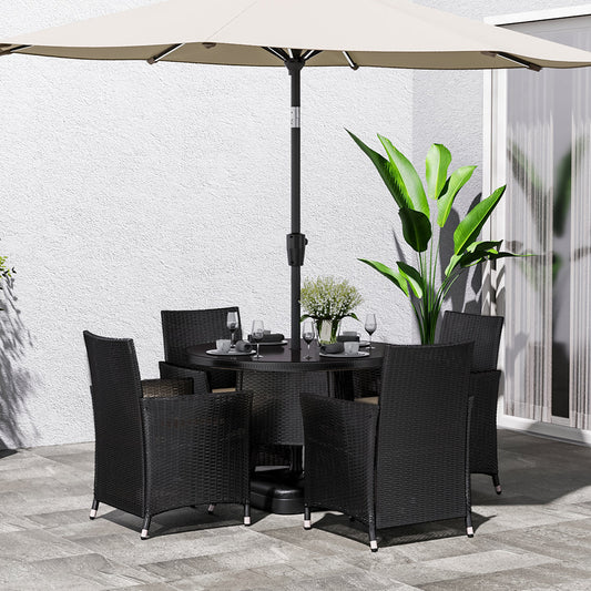 Black 2/4 - Person 105Cm Dia. Bistro Set with Cushions Garden Dining Sets   4 - Person 