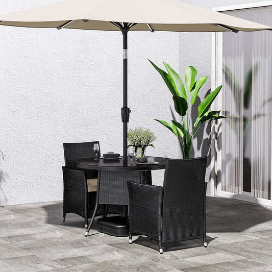 Black 2/4 - Person 105Cm Dia. Bistro Set with Cushions Garden Dining Sets   2 - Person 