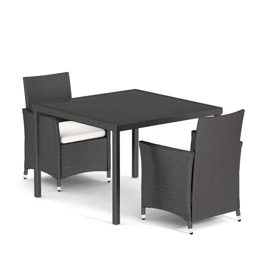 Black Square 2/4 - Person 105cm Long Dining Set with Cushions GARDEN DINING SETS   