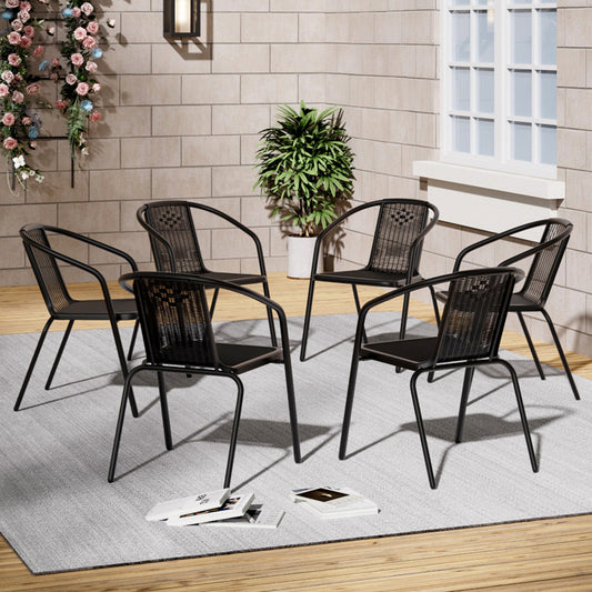 Black Outdoor Dining Chairs Set of 6