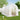 White walk-in greenhouse with zippered door and clear PE cover, steel frame, side view