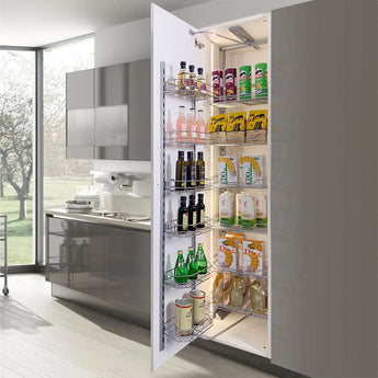 Tall Tandem Metal Pull Out Pantry 6 Shelves Kitchen Larder